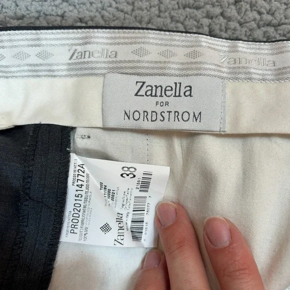 Zanella Men's Ethan 100% Lana Wool Italy Dress Pants 38 Gray Pleated Cuffed - Picture 3 of 8